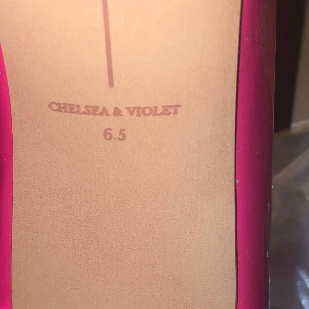 Chelsea & Violet Mia Pink Patent Ankle Strap Platform Block Heel Pumps Size 6.5